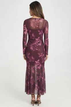 Robe Midaxi Grande Taille À Imprimé Floral Avec Encolure Bardot Et Bas Évasé