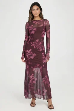 Robe Midaxi Grande Taille À Imprimé Floral Avec Encolure Bardot Et Bas Évasé