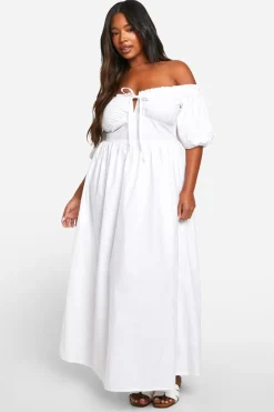 Robe midaxi grande taille à manches bouffantes