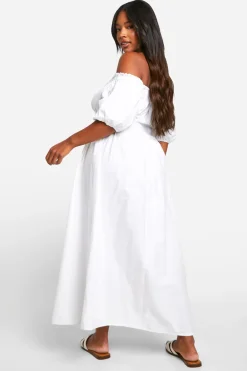 Robe midaxi grande taille à manches bouffantes