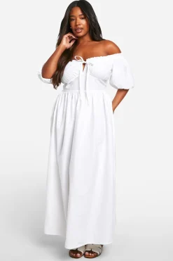 Robe midaxi grande taille à manches bouffantes