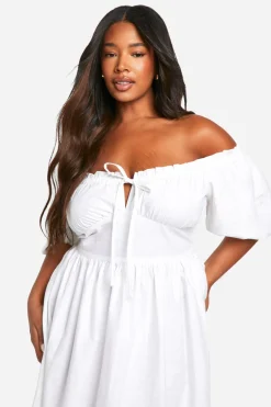 Robe midaxi grande taille à manches bouffantes