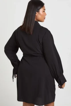 boohoo Robe Midaxi Grande Taille Portefeuille Nouée en Tissu Tissé<Femme Robes À Manches Longues|Robes
