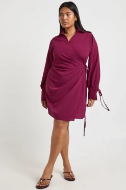 Robe Midaxi Grande Taille Portefeuille Tissée avec Lien
