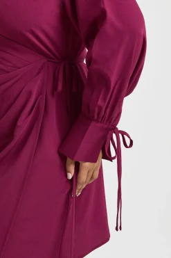 Robe Midaxi Grande Taille Portefeuille Tissée avec Lien