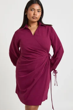Robe Midaxi Grande Taille Portefeuille Tissée avec Lien