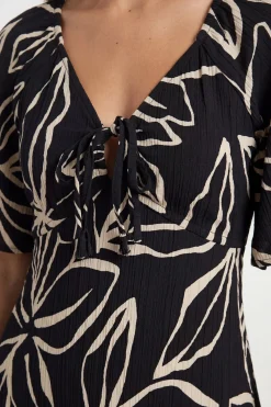 Robe Midaxi À Imprimé Floral Texturé Et Manches Volumineuses Pour Grande Taille