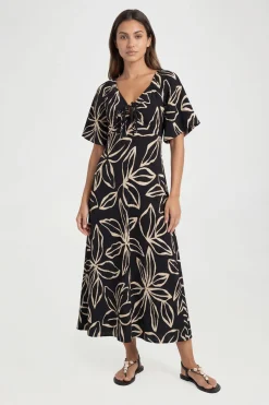 Robe Midaxi À Imprimé Floral Texturé Et Manches Volumineuses Pour Grande Taille