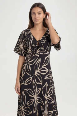 Robe Midaxi À Imprimé Floral Texturé Et Manches Volumineuses Pour Grande Taille