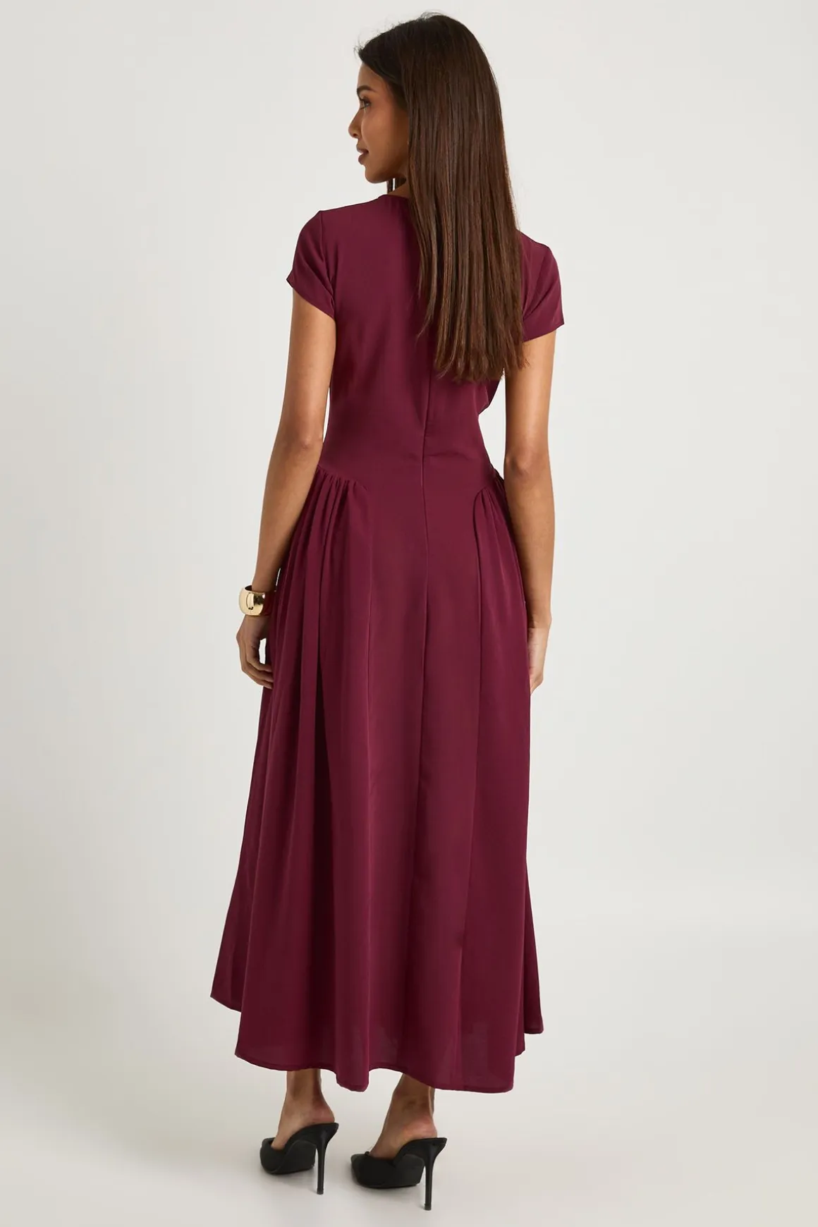 Robe midaxi à jupe volumineuse texturée
