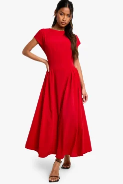 Robe midaxi à jupe volumineuse texturée