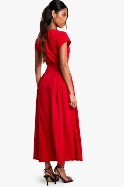 Robe midaxi à jupe volumineuse texturée