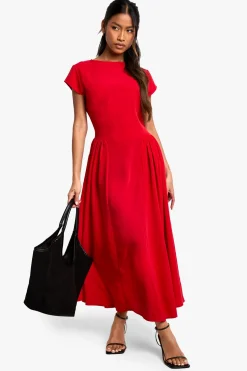 Robe midaxi à jupe volumineuse texturée