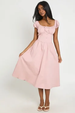 Robe Midaxi Laitière À Manches Volumineuses