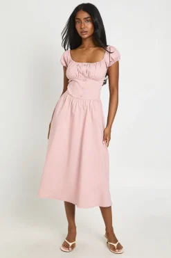 Robe Midaxi Laitière À Manches Volumineuses