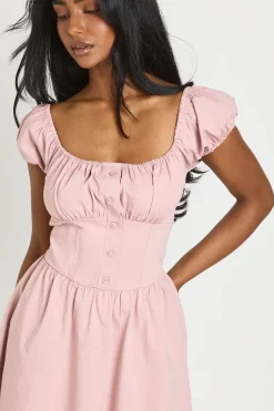 Robe Midaxi Laitière À Manches Volumineuses