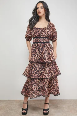 Oasis Robe Midaxi à Manches Bouffantes et Volants Étagés<Femme Robes Mi-Longues|Robes Bohème