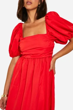 Robe midaxi à manches bouffantes volumineuses