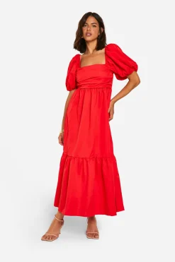Robe midaxi à manches bouffantes volumineuses