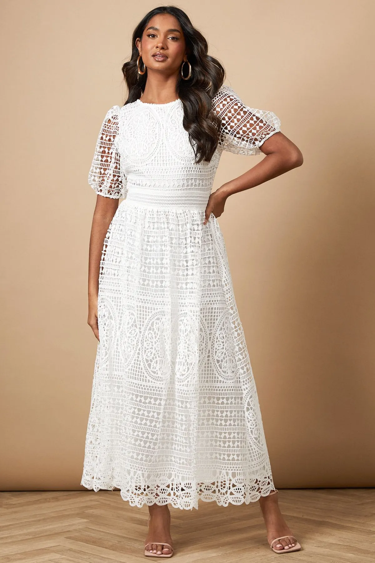 Oasis Robe Midaxi à Manches Bouffantes en Dentelle<Femme Toutes Les Robes|Satin Et Dentelle