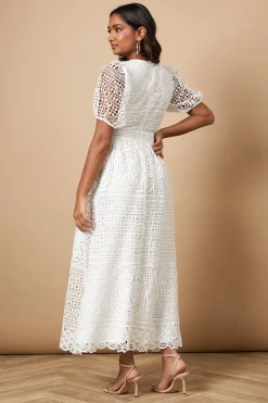 Oasis Robe Midaxi à Manches Bouffantes en Dentelle<Femme Toutes Les Robes|Satin Et Dentelle