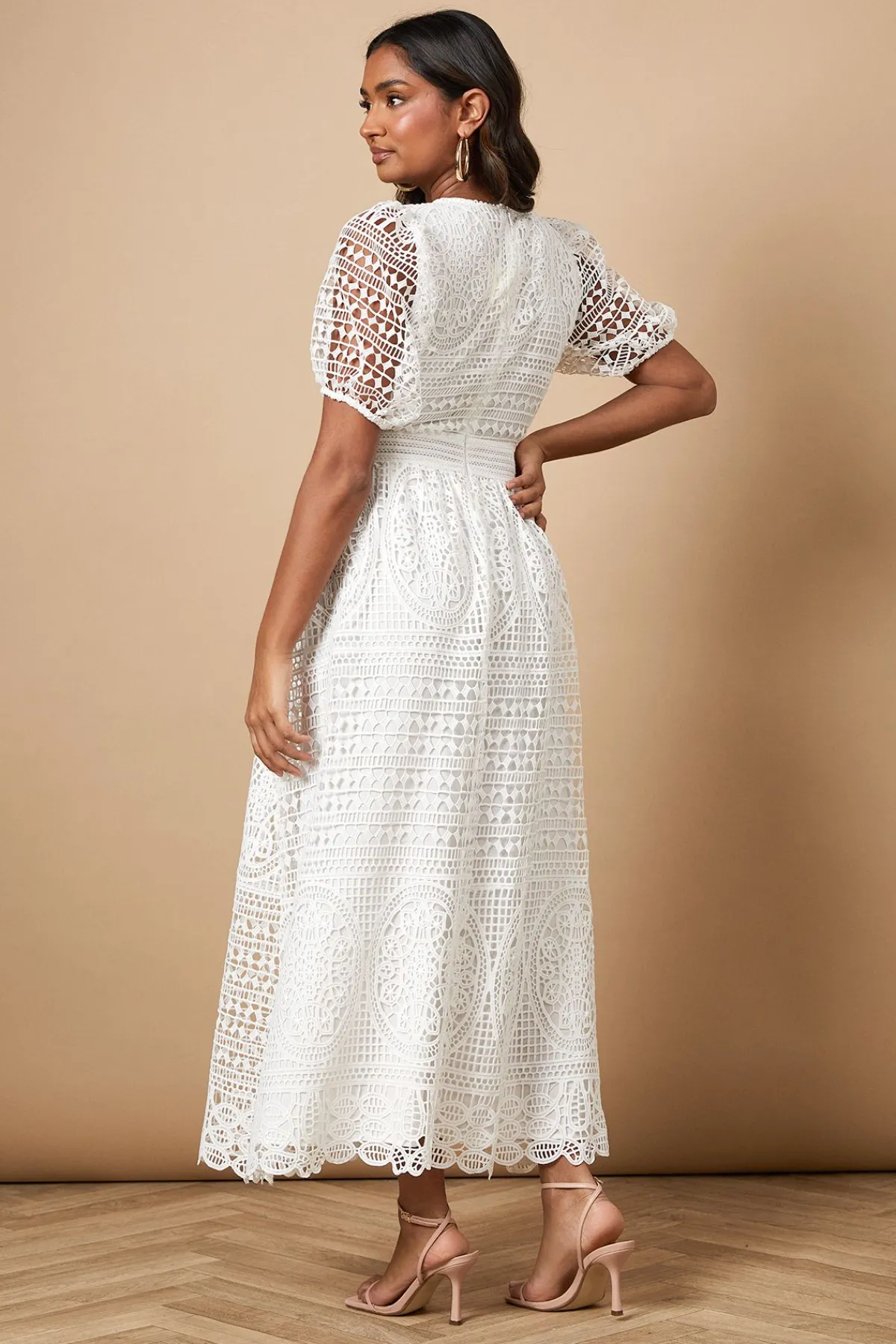 Oasis Robe Midaxi à Manches Bouffantes en Dentelle<Femme Toutes Les Robes|Satin Et Dentelle