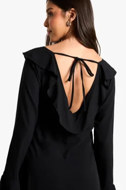 boohoo Robe Midaxi à Manches Longues Texturée à Volants<Femme Toutes Les Robes|Robes À Manches Longues