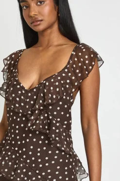 boohoo Robe Midaxi À Manches Papillon Et Pois Dévorés<Femme Robes Demoiselles D'Honneur|Pois