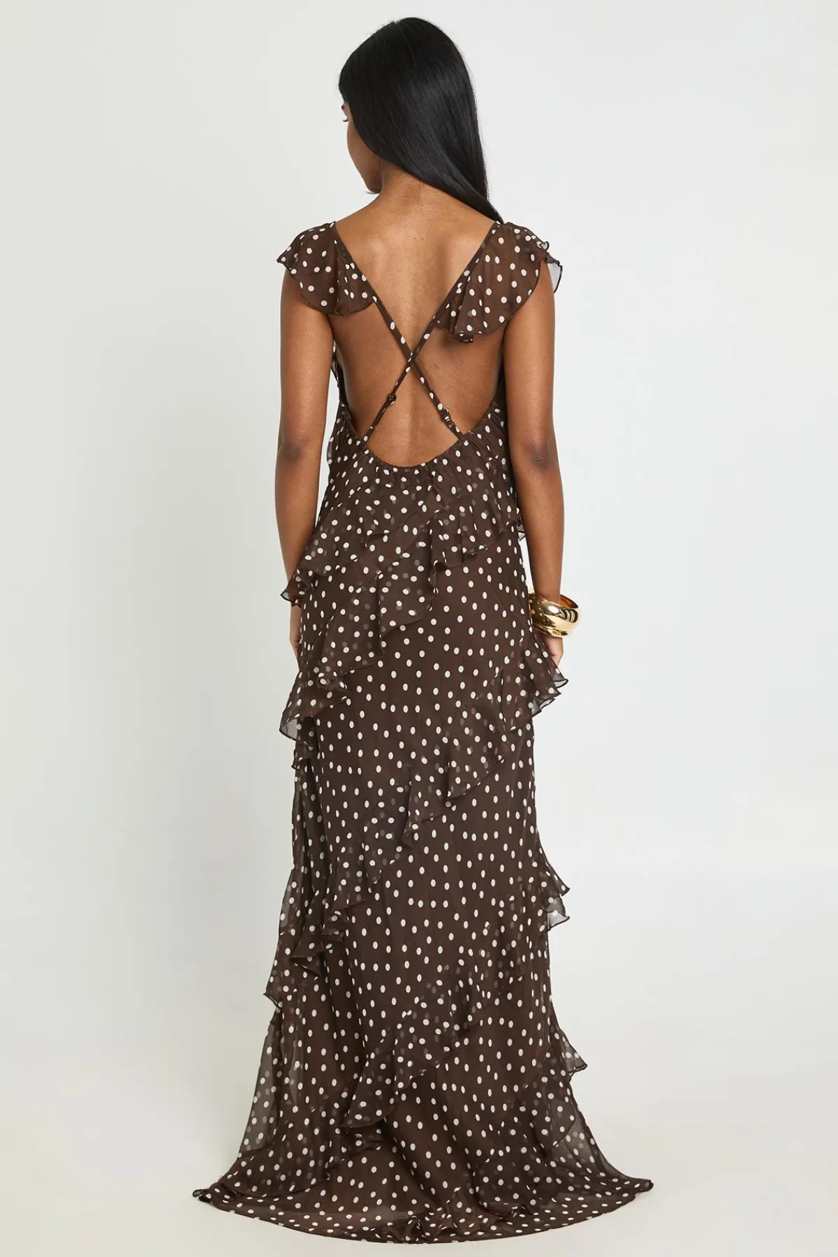 boohoo Robe Midaxi À Manches Papillon Et Pois Dévorés<Femme Robes Demoiselles D'Honneur|Pois