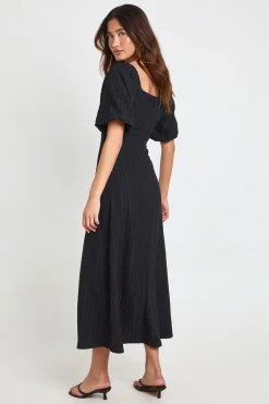 Robe Midaxi À Manches Volumineuses Texturées