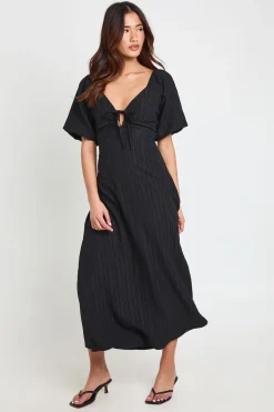 Robe Midaxi À Manches Volumineuses Texturées