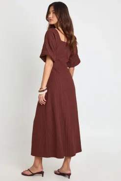 Robe Midaxi À Manches Volumineuses Texturées