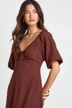 Robe Midaxi À Manches Volumineuses Texturées