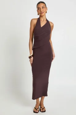 Robe Midaxi Moulante À Encolure Américaine Avec Détail Cache-cœur