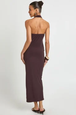 Robe Midaxi Moulante À Encolure Américaine Avec Détail Cache-cœur