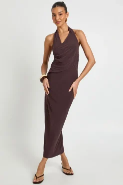 Robe Midaxi Moulante À Encolure Américaine Avec Détail Cache-cœur