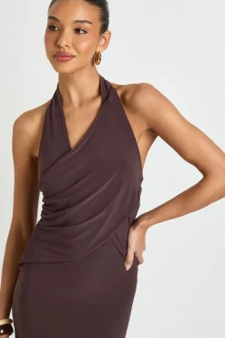 Robe Midaxi Moulante À Encolure Américaine Avec Détail Cache-cœur