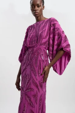 KarenMillen Robe midaxi ornée à manches kimono<Femme Robes À Manches Longues|Robes