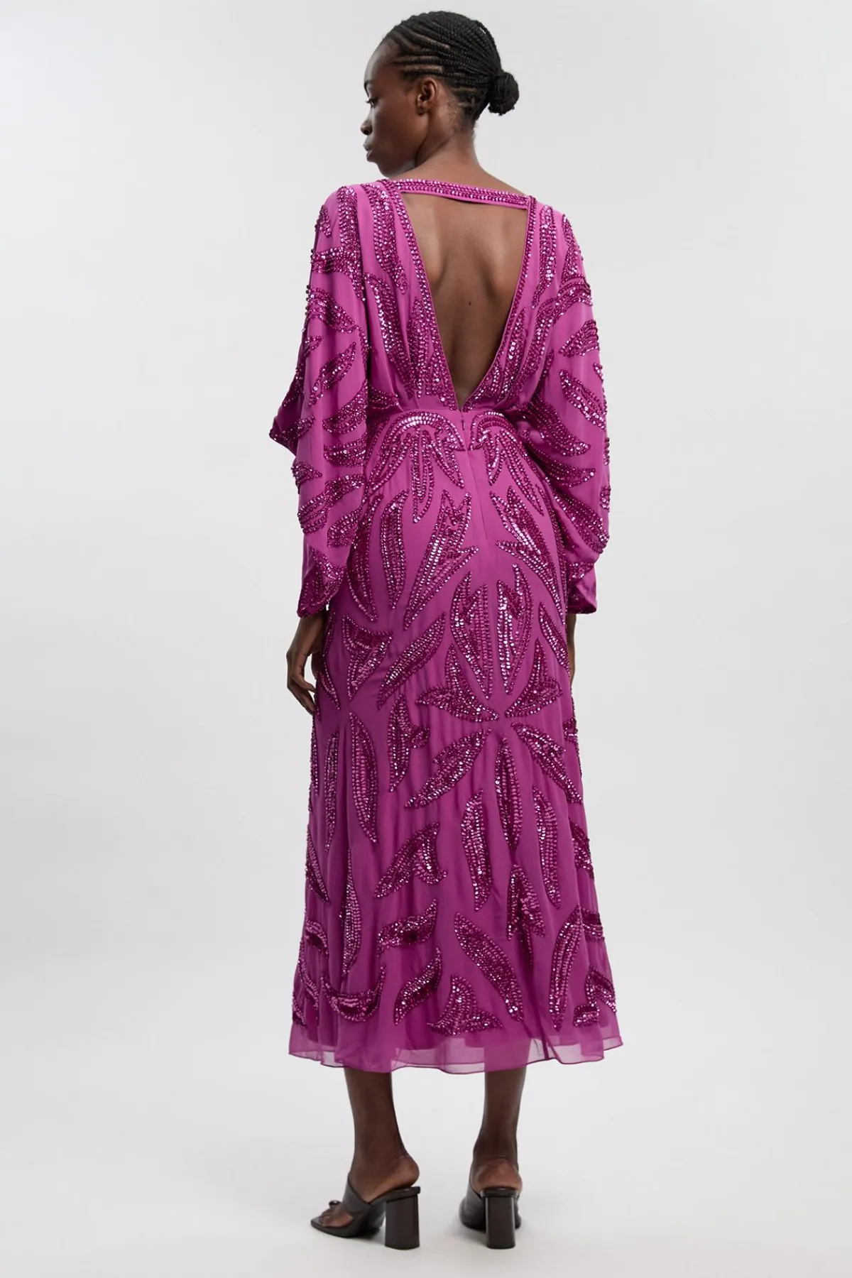 KarenMillen Robe midaxi ornée à manches kimono<Femme Robes À Manches Longues|Robes