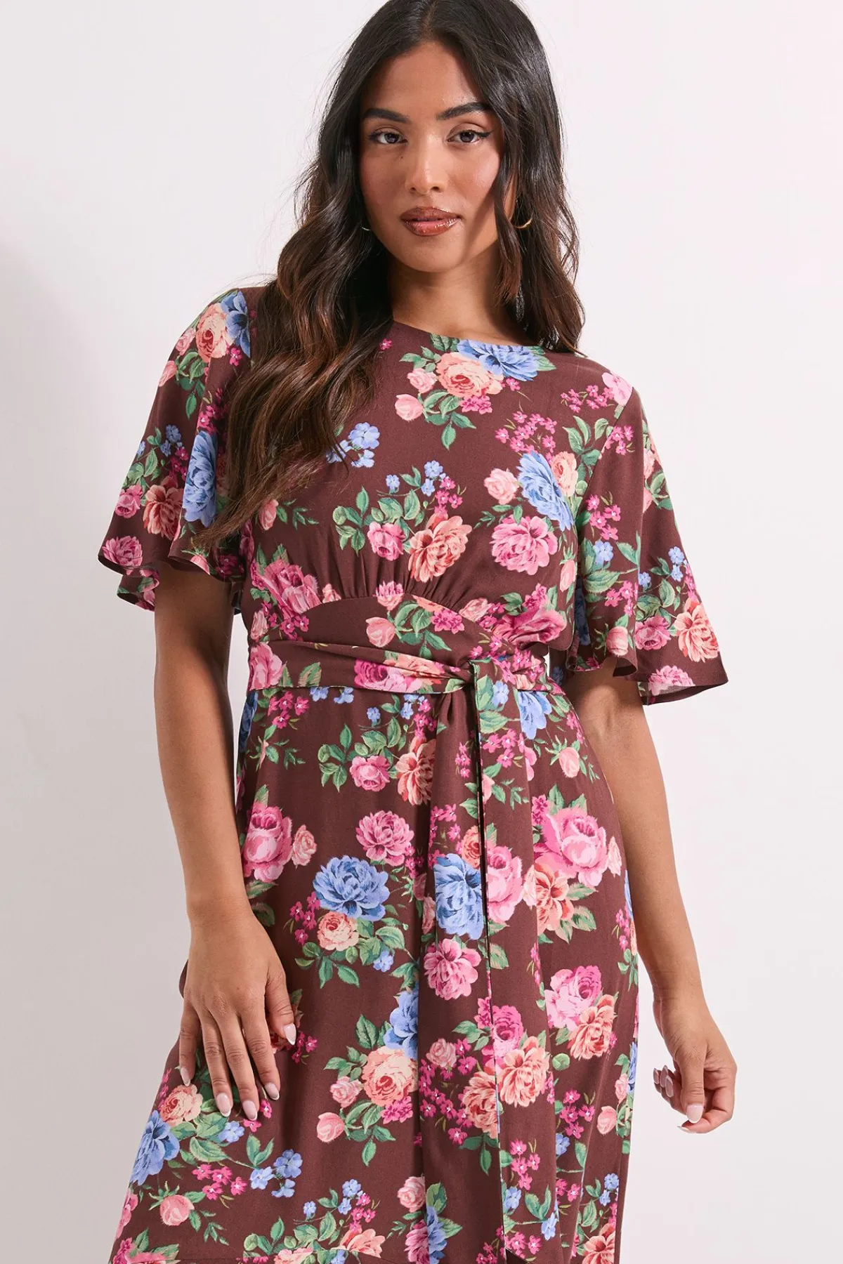 Dorothy Perkins Robe Midaxi Petite à Motifs Floraux avec Couture Empire et Manches Évasées<Femme Toutes Les Robes|Robes D’Automne