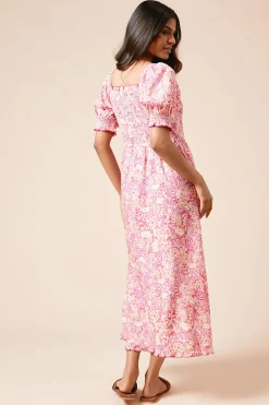 Dorothy Perkins Robe Midaxi Petite Rose à Corsage Froncé avec Détails de Finition<Femme Toutes Les Robes|Robes