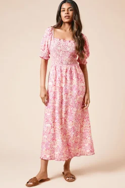 Dorothy Perkins Robe Midaxi Petite Rose à Corsage Froncé avec Détails de Finition<Femme Toutes Les Robes|Robes