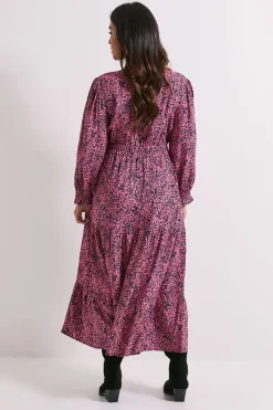 Dorothy Perkins Robe Midaxi Petite Rose à Imprimé ier avec Jupe Étagée et Devant Croisé<Femme Toutes Les Robes|Robes Mi-Longues