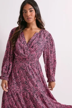 Dorothy Perkins Robe Midaxi Petite Rose à Imprimé ier avec Jupe Étagée et Devant Croisé<Femme Toutes Les Robes|Robes Mi-Longues