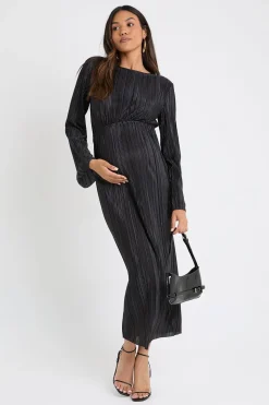 Robe Midaxi Plissée à Manches Chauve-Souris de Maternité