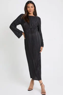 Robe Midaxi Plissée à Manches Chauve-Souris de Maternité