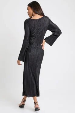 Robe Midaxi Plissée à Manches Chauve-Souris de Maternité