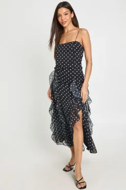 boohoo Robe Midaxi Plissée À Pois<Femme Robes|Pois