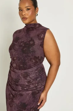 Robe midaxi Plus en maille à drapé frontal