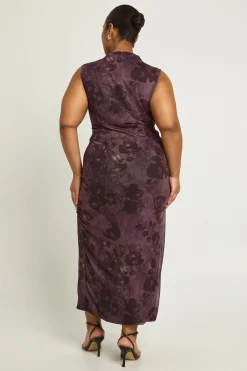 Robe midaxi Plus en maille à drapé frontal
